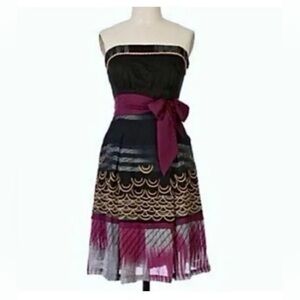 Anthroplogie Floreat One Hundred Summits Dress Sz 2 Strapless Vintage Full Skirt